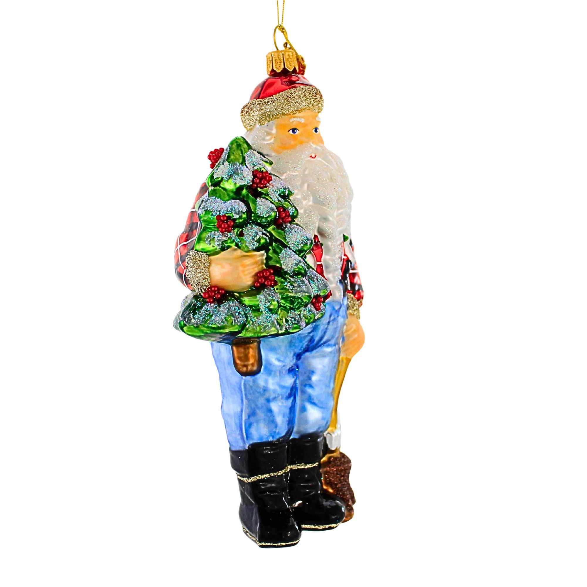 Huras Family 7.00In Lumberjack Santa, Glass, Hand-Painted Keepsake