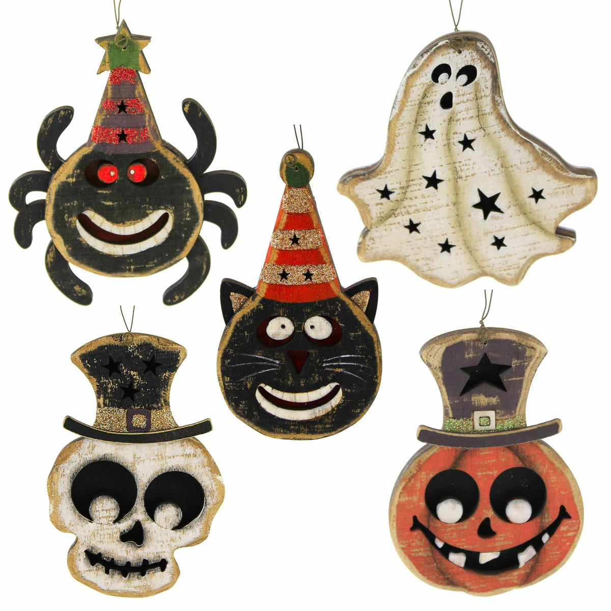 (65137) Halloween Plywood Ornament Set