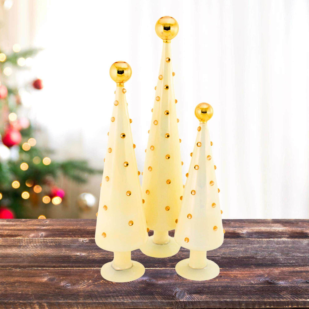 Cody Foster Decorated Dotted Trees Ivory - - SBKGifts.com