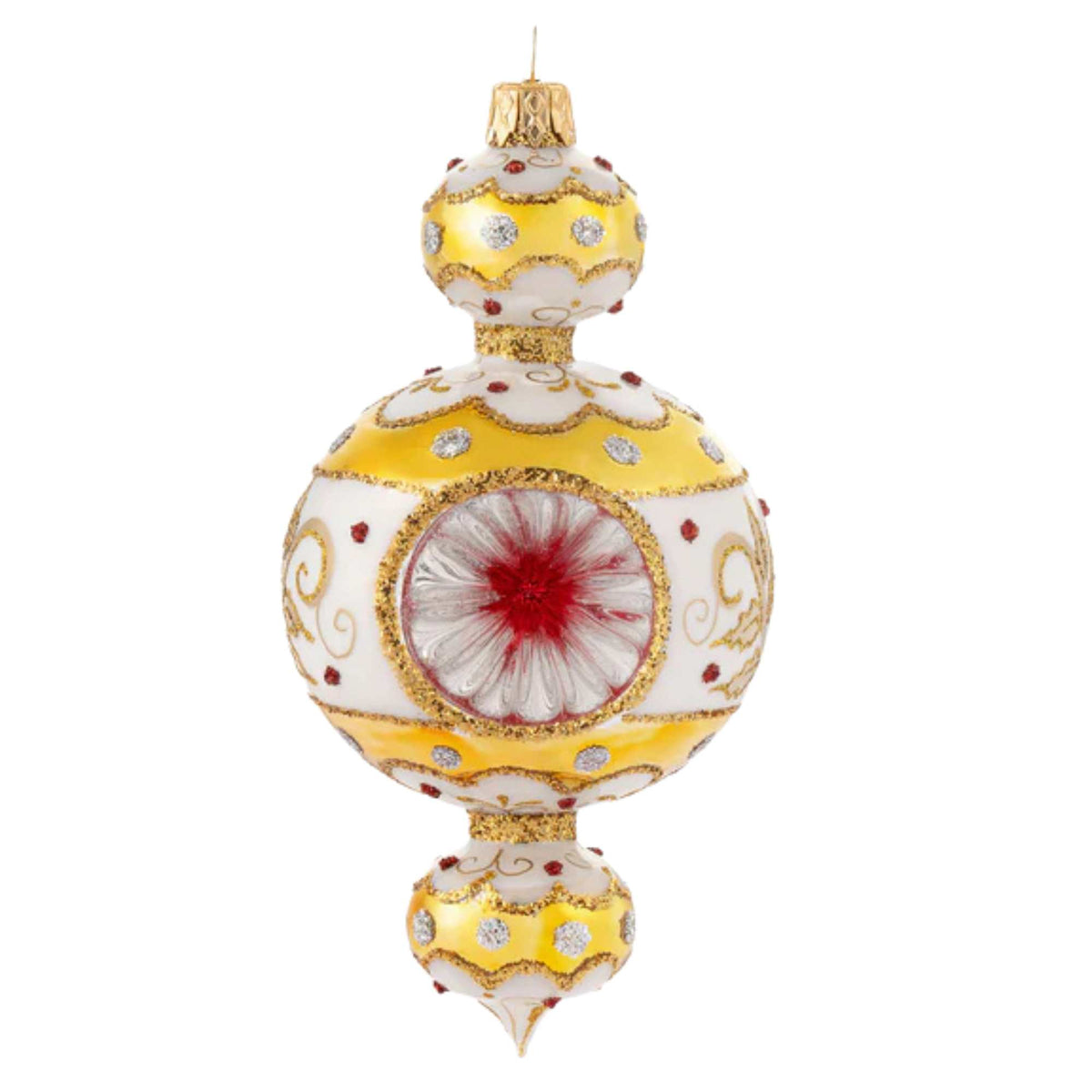 Sec65161 Miss Christmas Windsor Reflector White And Gold Glass Ornament 6-Inch SECPC2523 Seconds