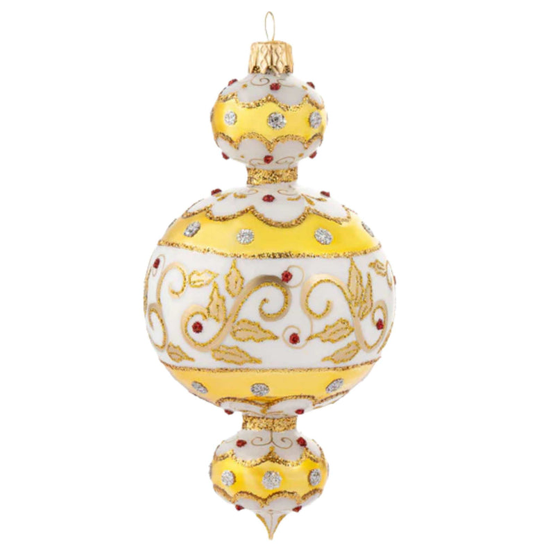 Miss Christmas Miss Christmas Windsor Reflector White And Gold Glass Ornament 6-Inch - - SBKGifts.com