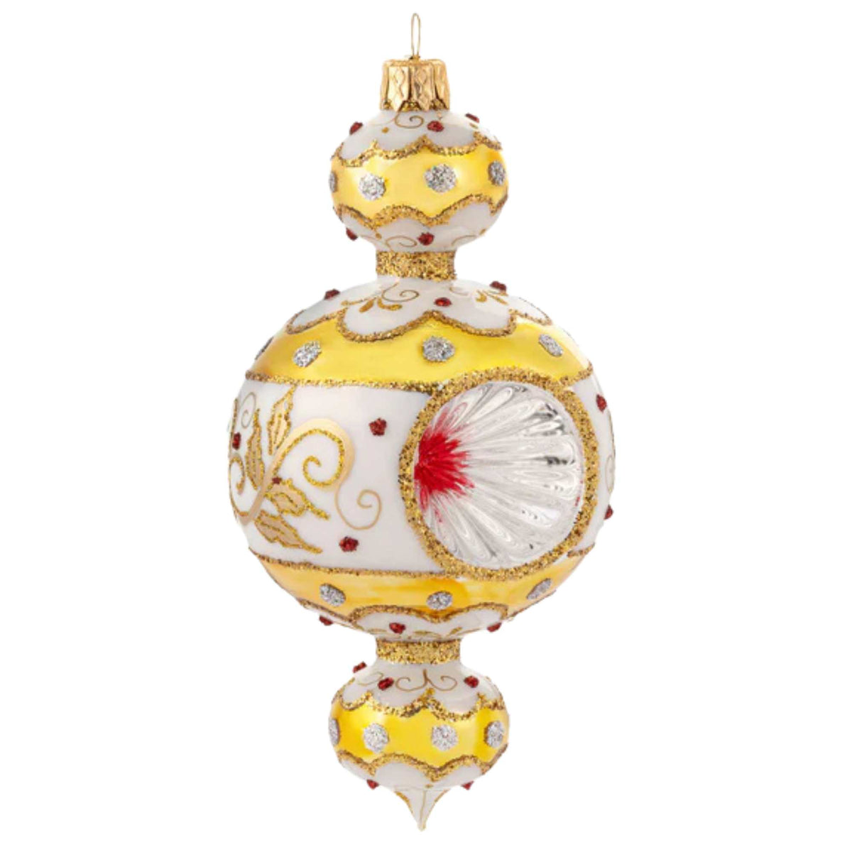 Miss Christmas Miss Christmas Windsor Reflector White And Gold Glass Ornament 6-Inch - - SBKGifts.com