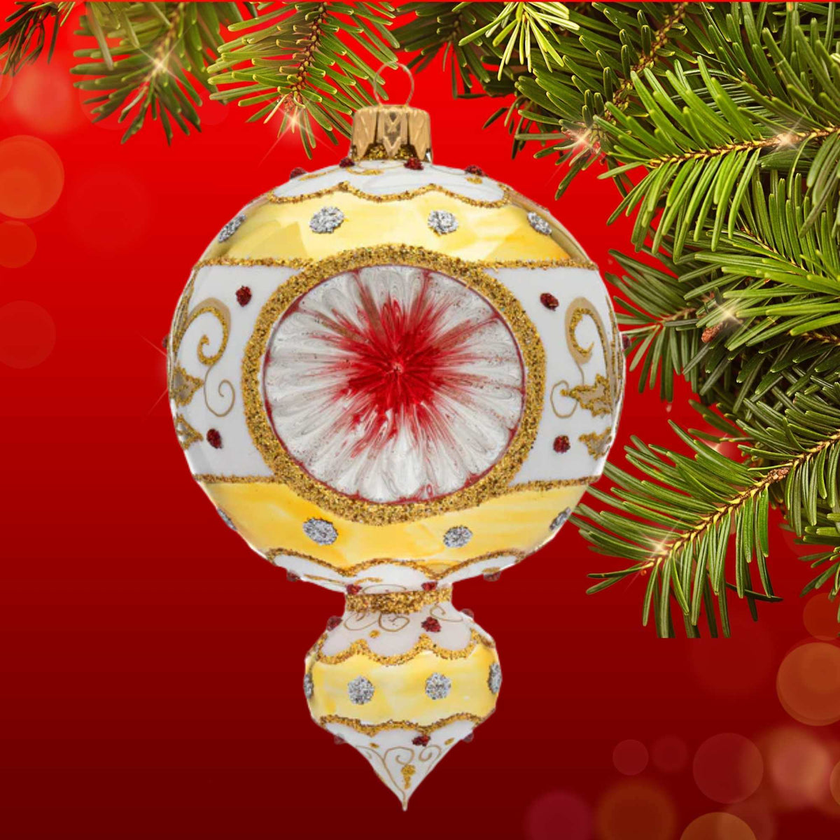 Miss Christmas Pc Chatham  Reflector Drop In White & Gold - - SBKGifts.com