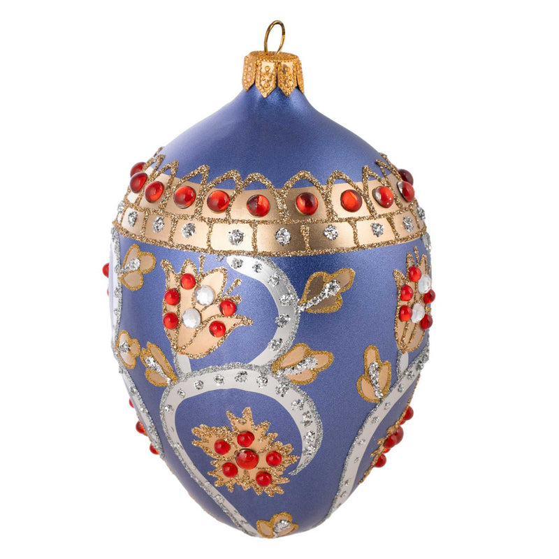 Miss Christmas Midnight Garden Blue Fabrege Egg - - SBKGifts.com