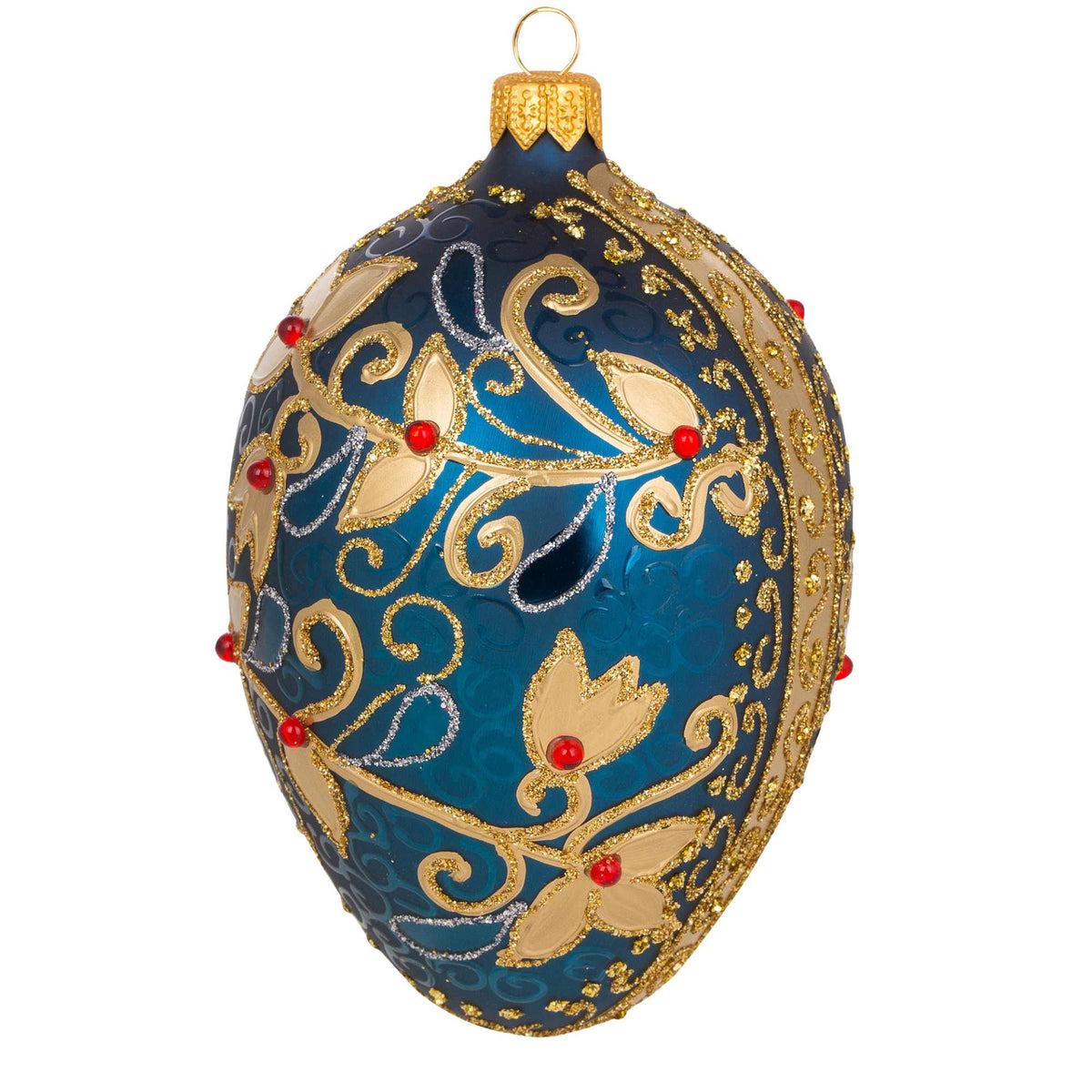 Miss Christmas Elegant Blue & Gold Faberge Egg - - SBKGifts.com