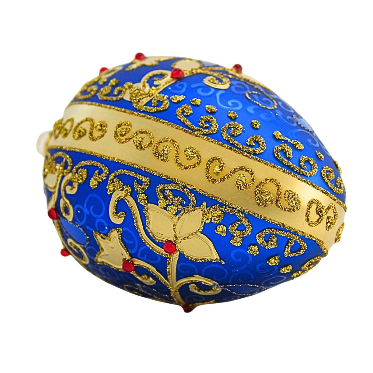 Miss Christmas Elegant Blue & Gold Faberge Egg - - SBKGifts.com