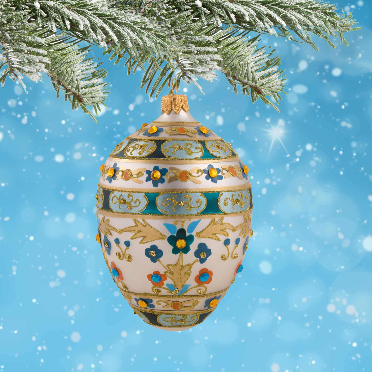 Miss Christmas Elegant Floral Pattern Fabrege Egg - - SBKGifts.com