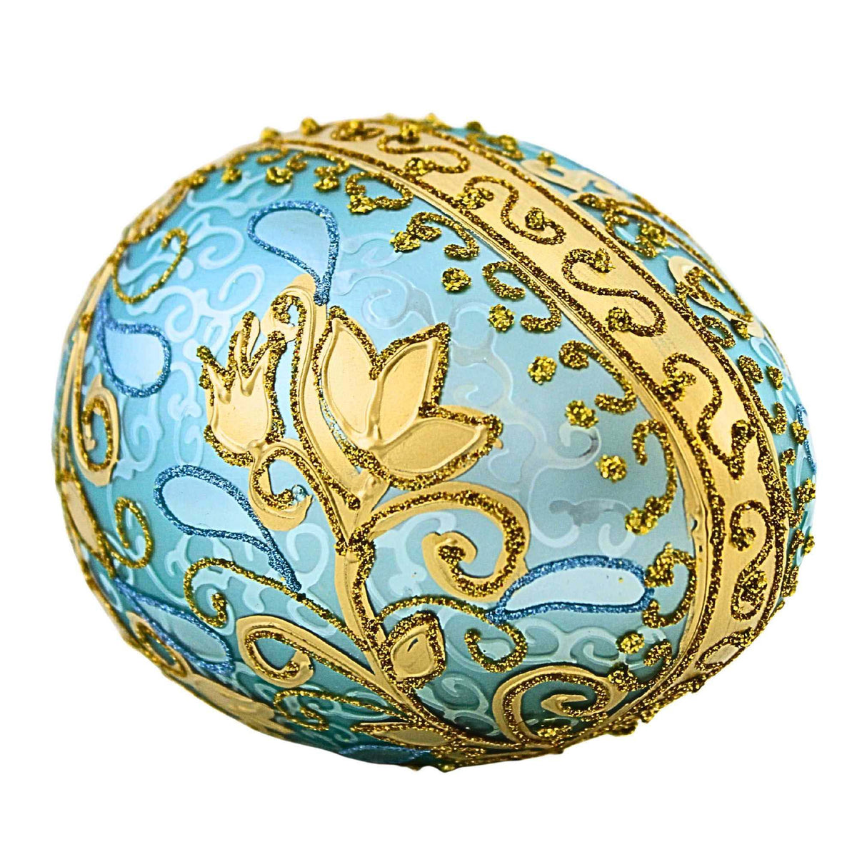 Miss Christmas Turquoise & Gold Fabrege Egg - - SBKGifts.com