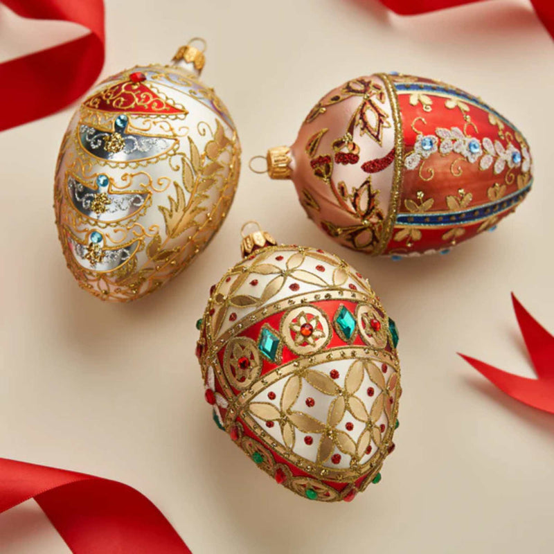 Miss Christmas Elegant Viennese Pattern Fabrege Egg - - SBKGifts.com