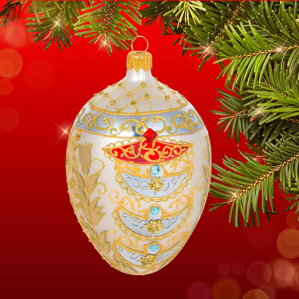 Miss Christmas Elegant Viennese Pattern Fabrege Egg - - SBKGifts.com