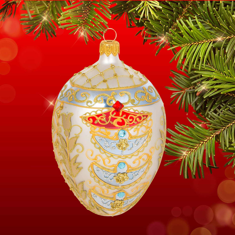 Miss Christmas Elegant Viennese Pattern Fabrege Egg - - SBKGifts.com