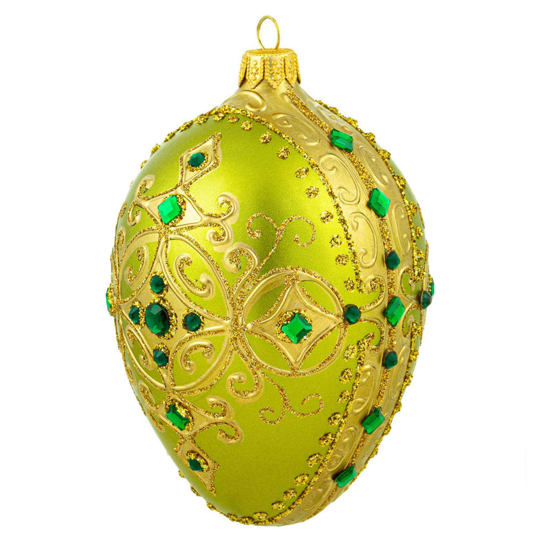 Miss Christmas Peridot Green & Gold Fabrege Egg - - SBKGifts.com