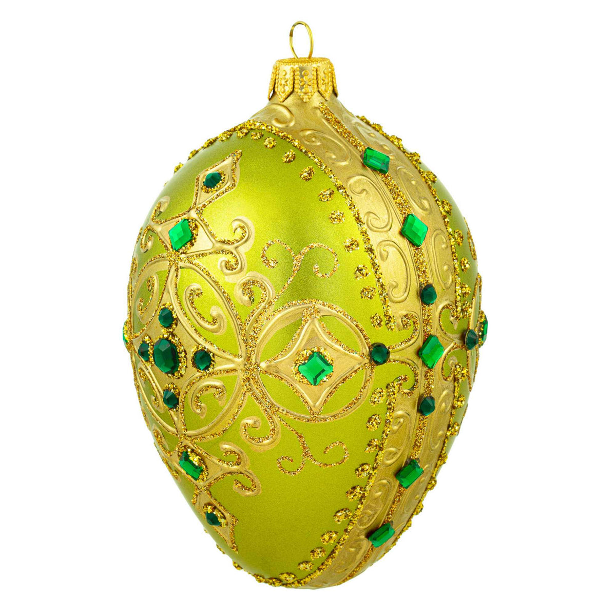 Miss Christmas Peridot Green & Gold Fabrege Egg - - SBKGifts.com