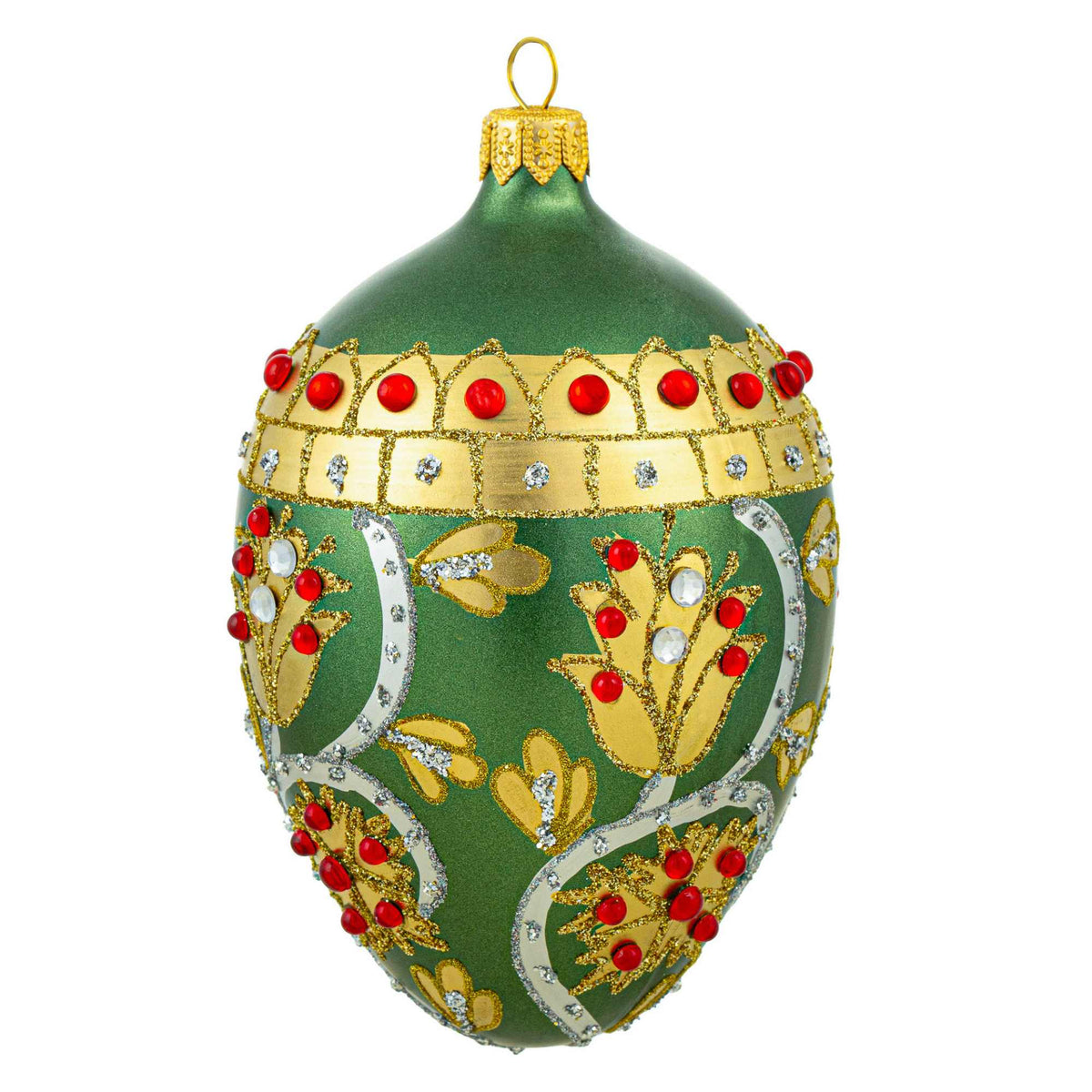 Miss Christmas Elegant Green & Gold Fabrege Egg - - SBKGifts.com