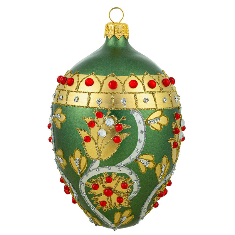 Miss Christmas Elegant Green & Gold Fabrege Egg - - SBKGifts.com