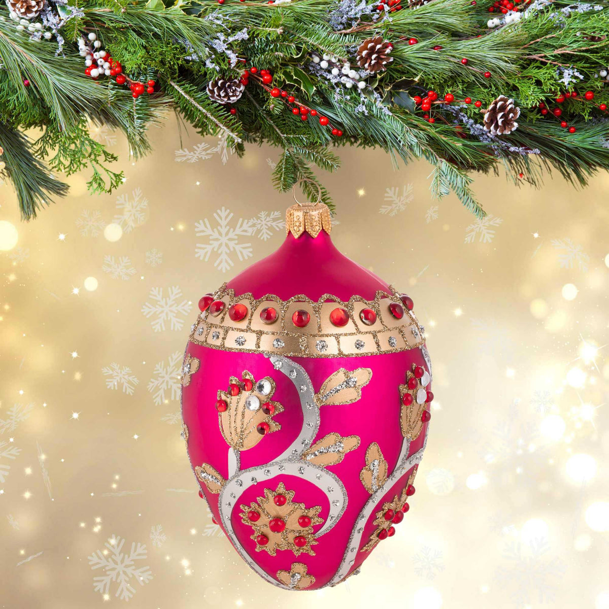 Miss Christmas Secret Garden Pink Fabrege Egg - - SBKGifts.com