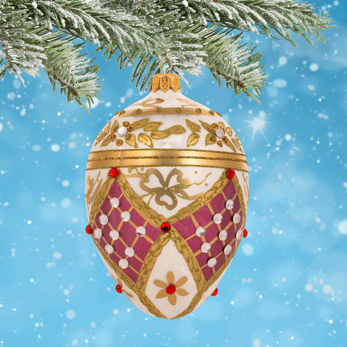 Miss Christmas Mauve Pink & Gold Fabrege Egg - - SBKGifts.com