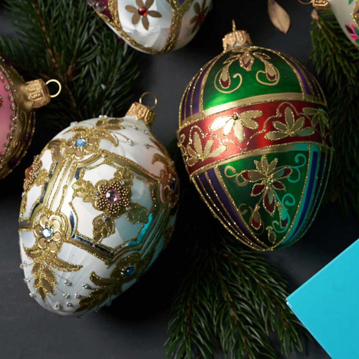 Miss Christmas White & Gold Fabrege Egg - - SBKGifts.com