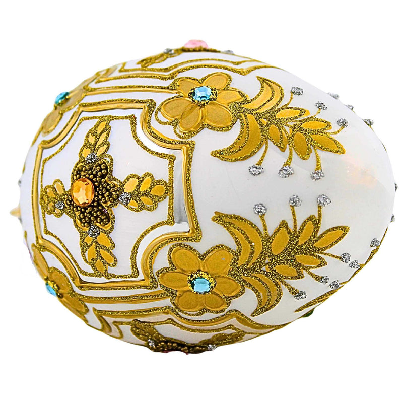 Miss Christmas White & Gold Fabrege Egg - - SBKGifts.com
