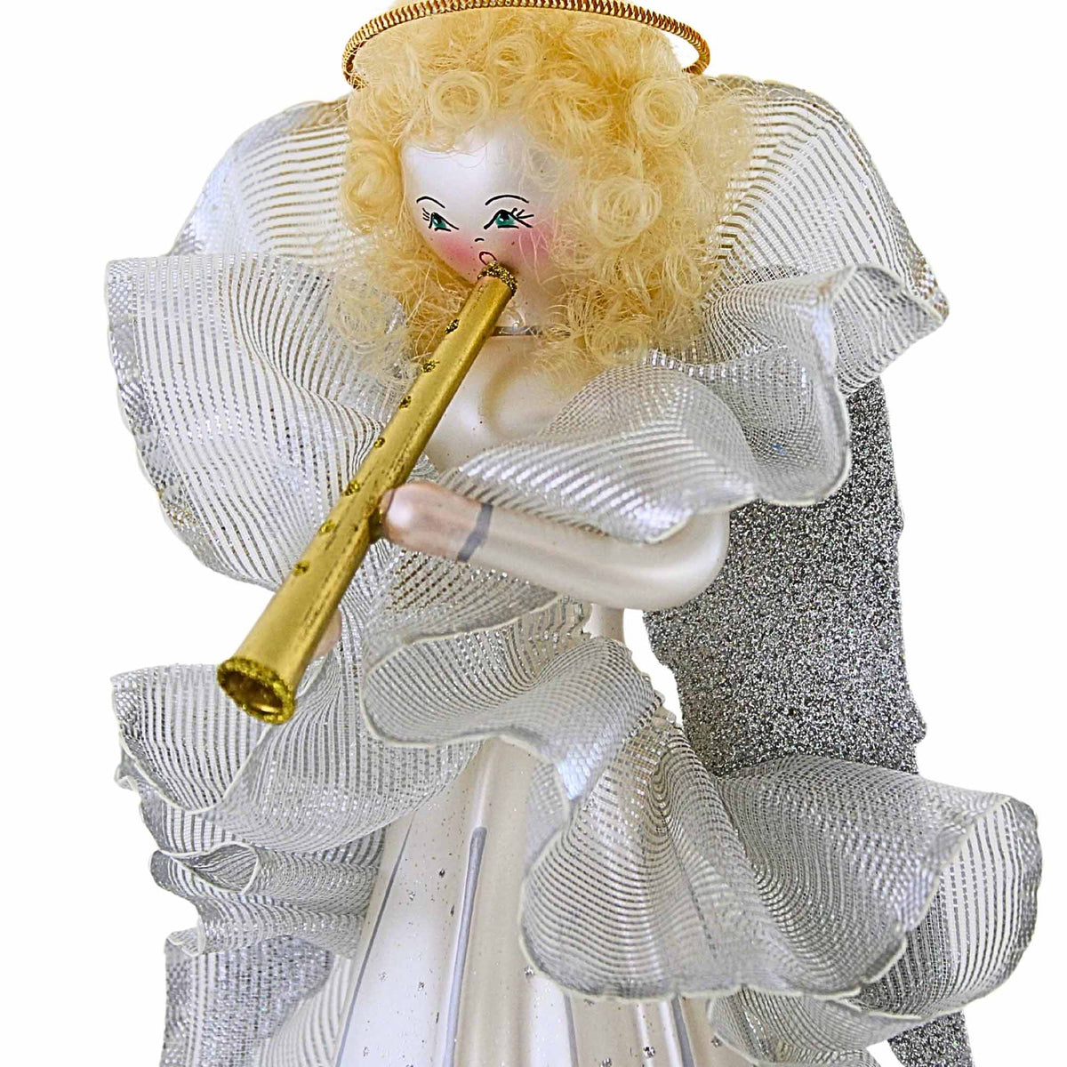 De Carlini Italian Ornaments Angel W/ Trumpet Tree Topper - - SBKGifts.com