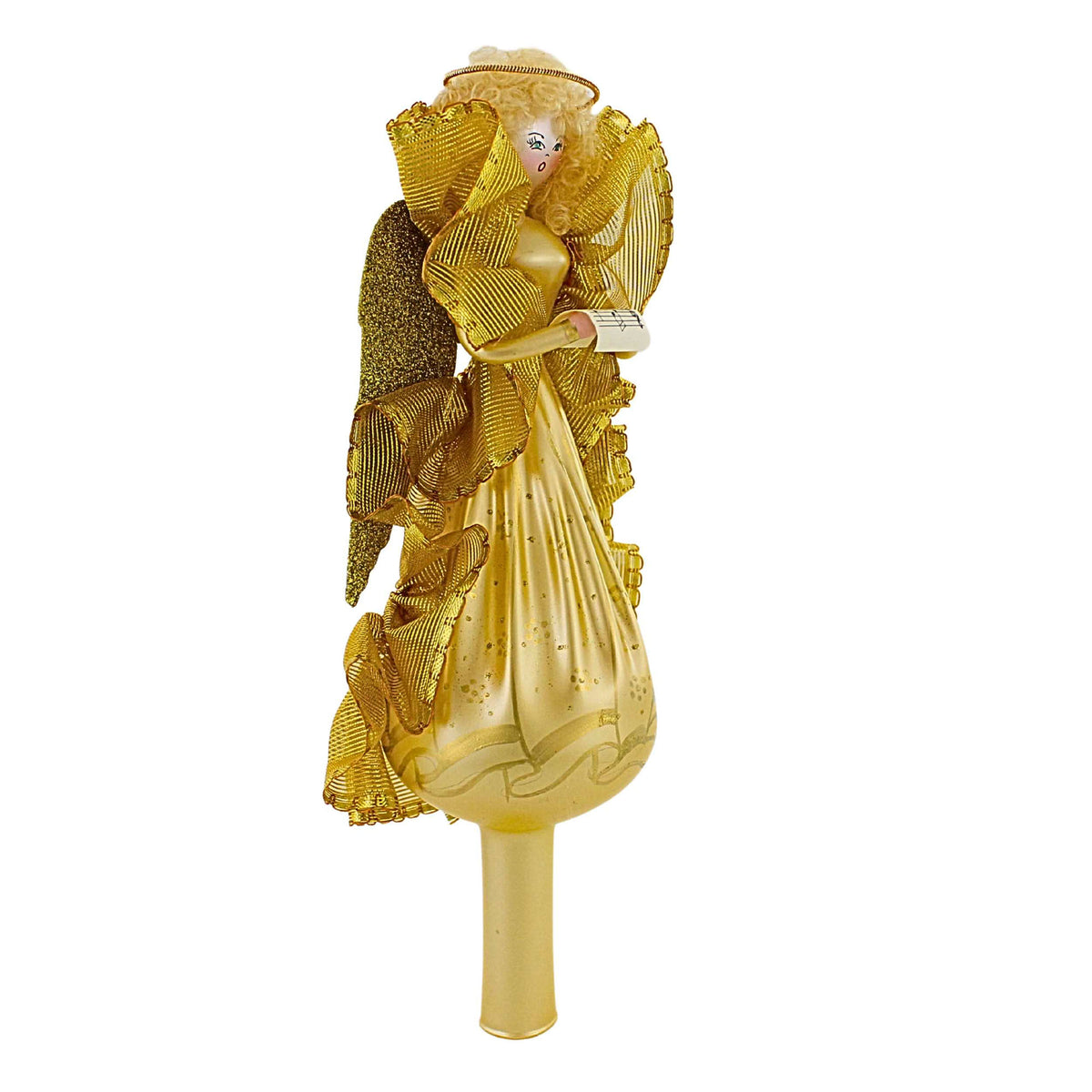 De Carlini Italian Ornaments Angel With Music Tree Topper - - SBKGifts.com