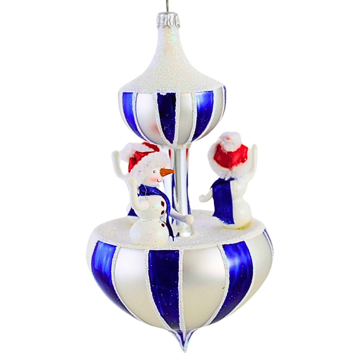 De Carlini Italian Ornaments Snowman Carousel - - SBKGifts.com