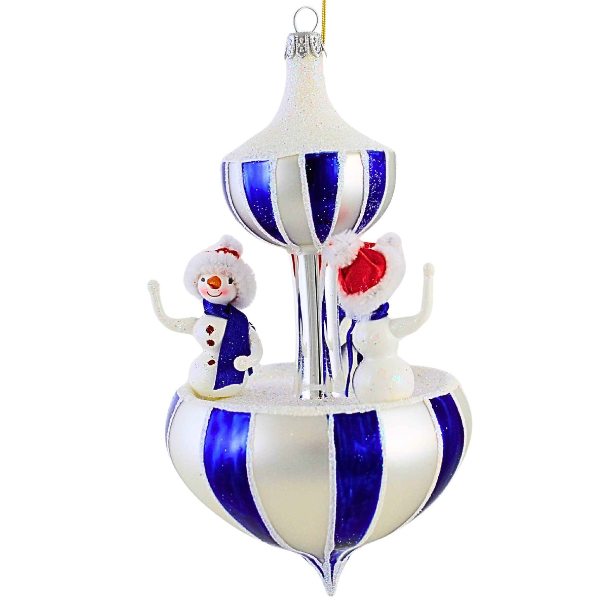 De Carlini Italian Ornaments Snowman Carousel - - SBKGifts.com