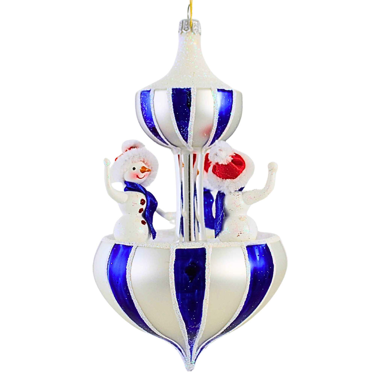 De Carlini Italian Ornaments Snowman Carousel - - SBKGifts.com