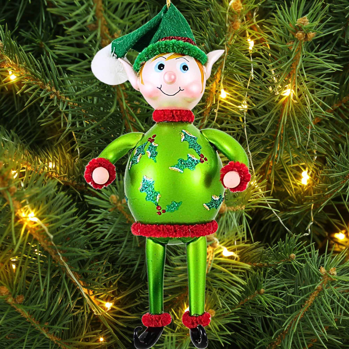 De Carlini Italian Ornaments Holly Jolly Jammies - - SBKGifts.com