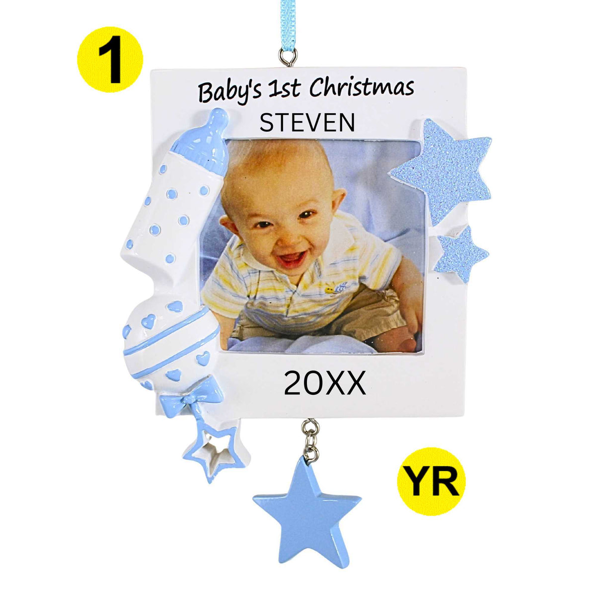 First Picture Frame Polarx 4.50In Baby Boy First Picture Frame Ornament, Polyresin, Newborn ...