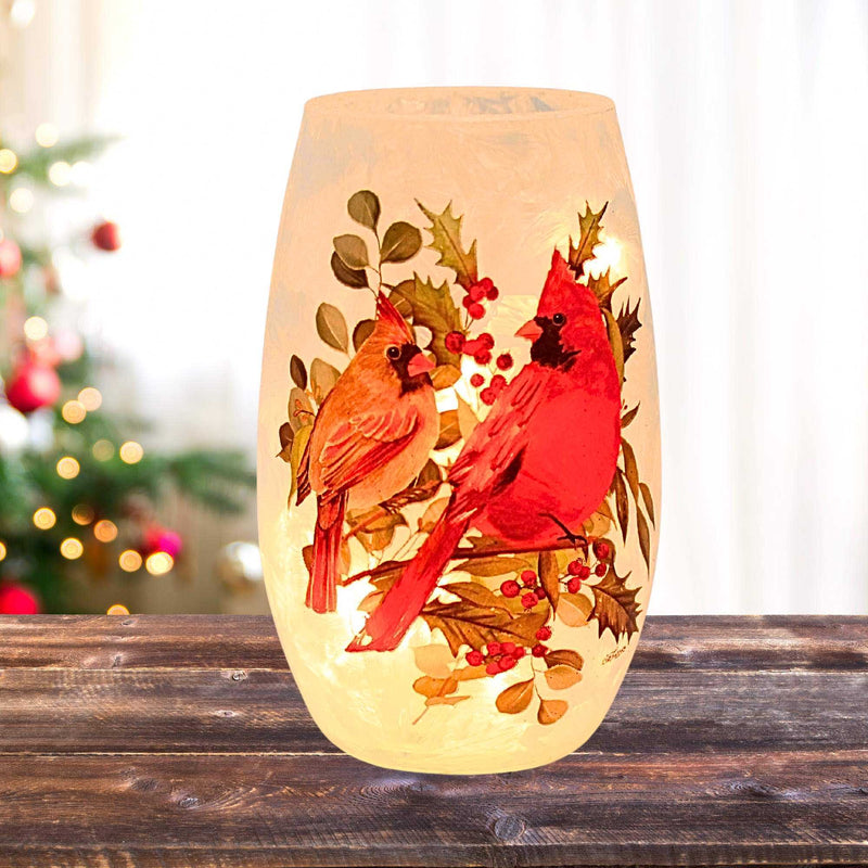 Stony Creek Cardinal Christmas Pre-Lit Small Vase - - SBKGifts.com