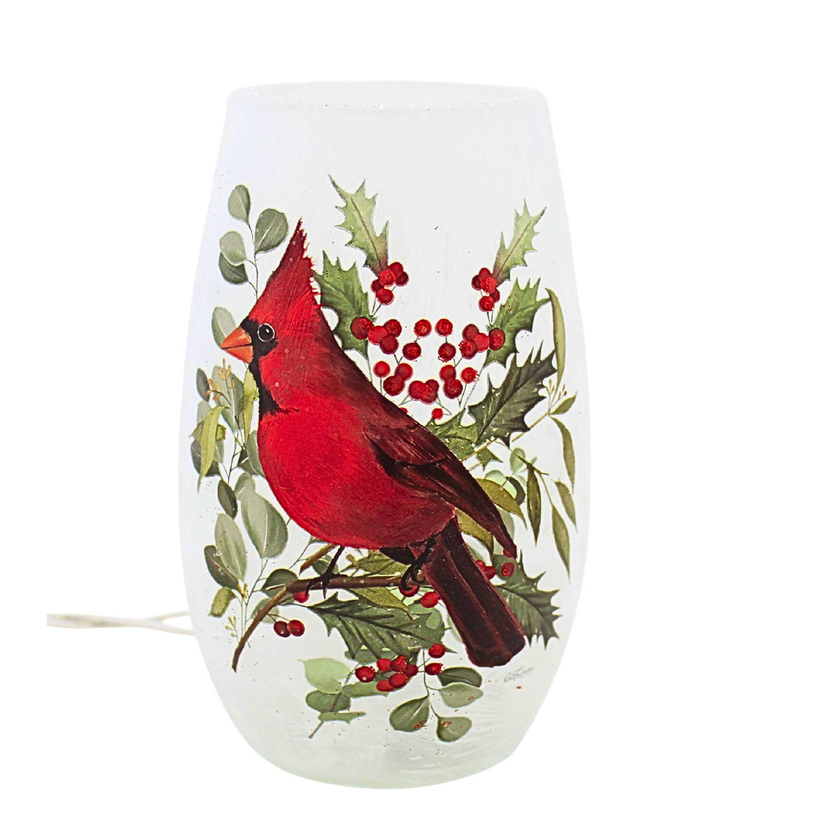 Stony Creek Cardinal Christmas Pre-Lit Small Vase - - SBKGifts.com