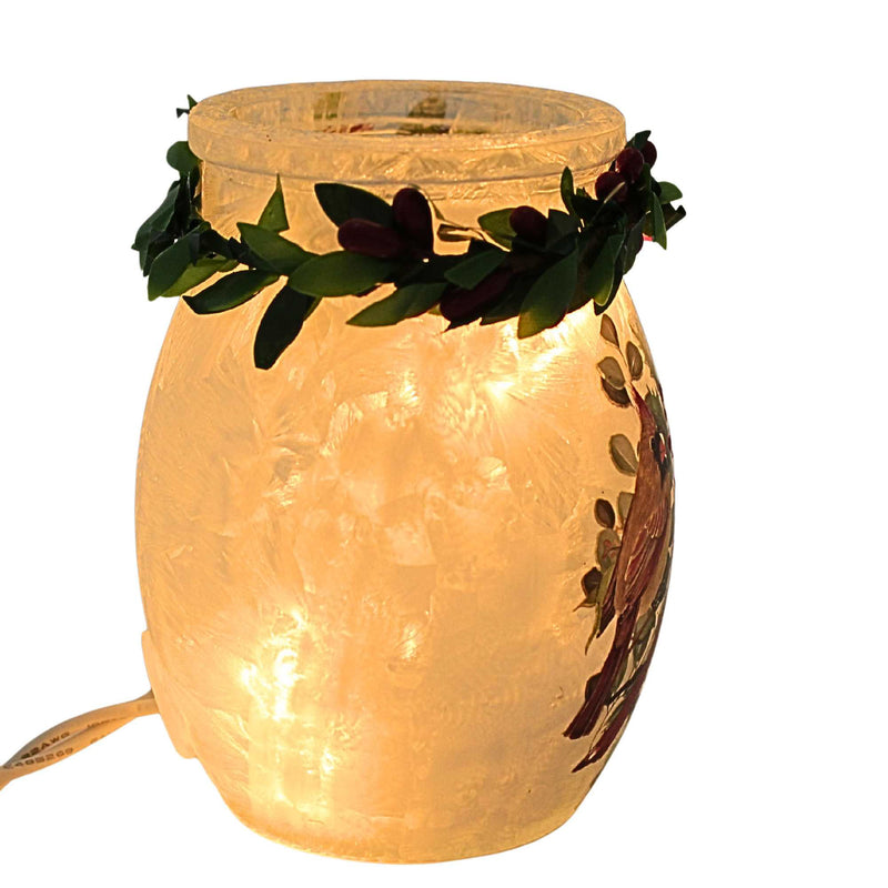 Stony Creek Cardinal Christmas Pre-Lit Small Jar W/Garland - - SBKGifts.com