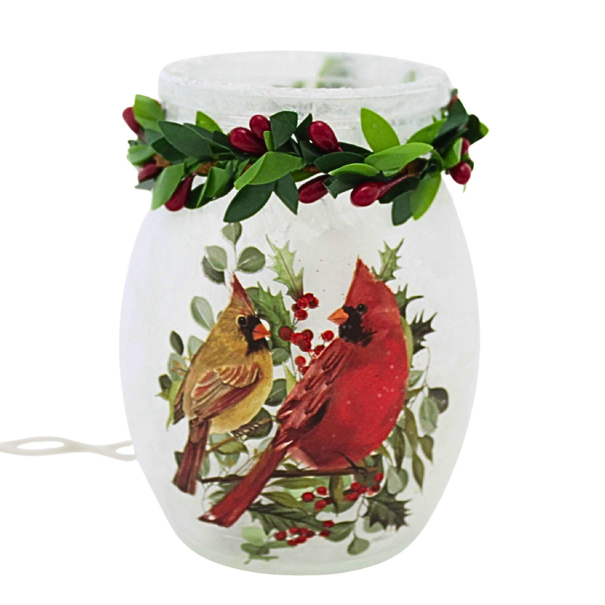 Stony Creek Cardinal Christmas Pre-Lit Small Jar W/Garland - - SBKGifts.com