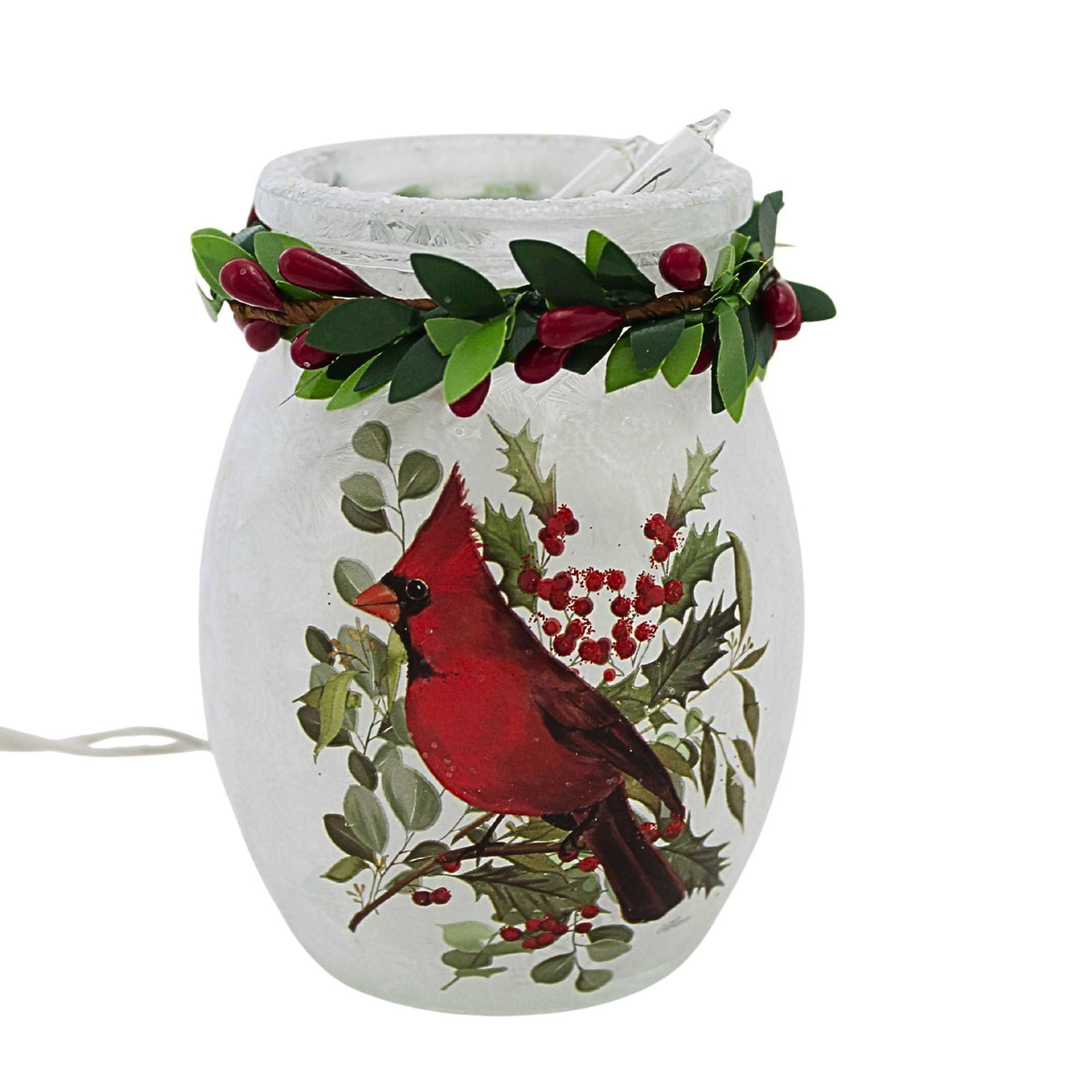 Stony Creek Cardinal Christmas Pre-Lit Small Jar W/Garland - - SBKGifts.com