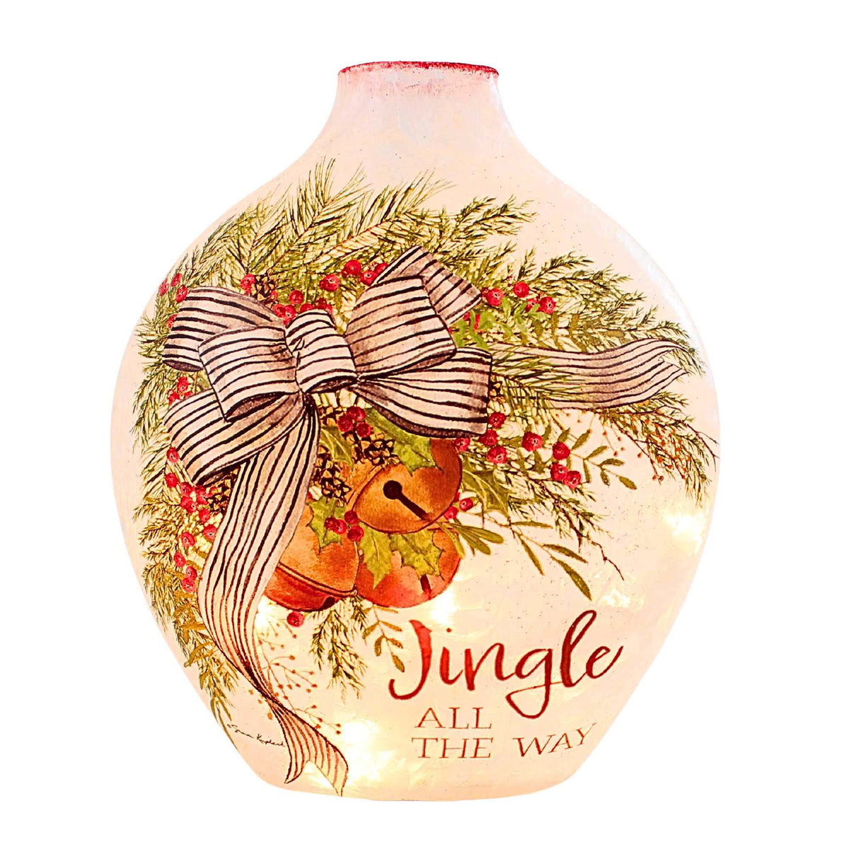 (65403) Holiday Bells Pre-Lit Glass Vase