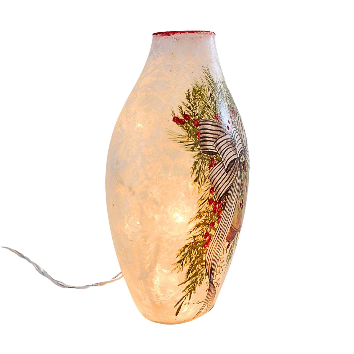 Stony Creek Holiday Bells Pre-Lit Glass Vase - - SBKGifts.com