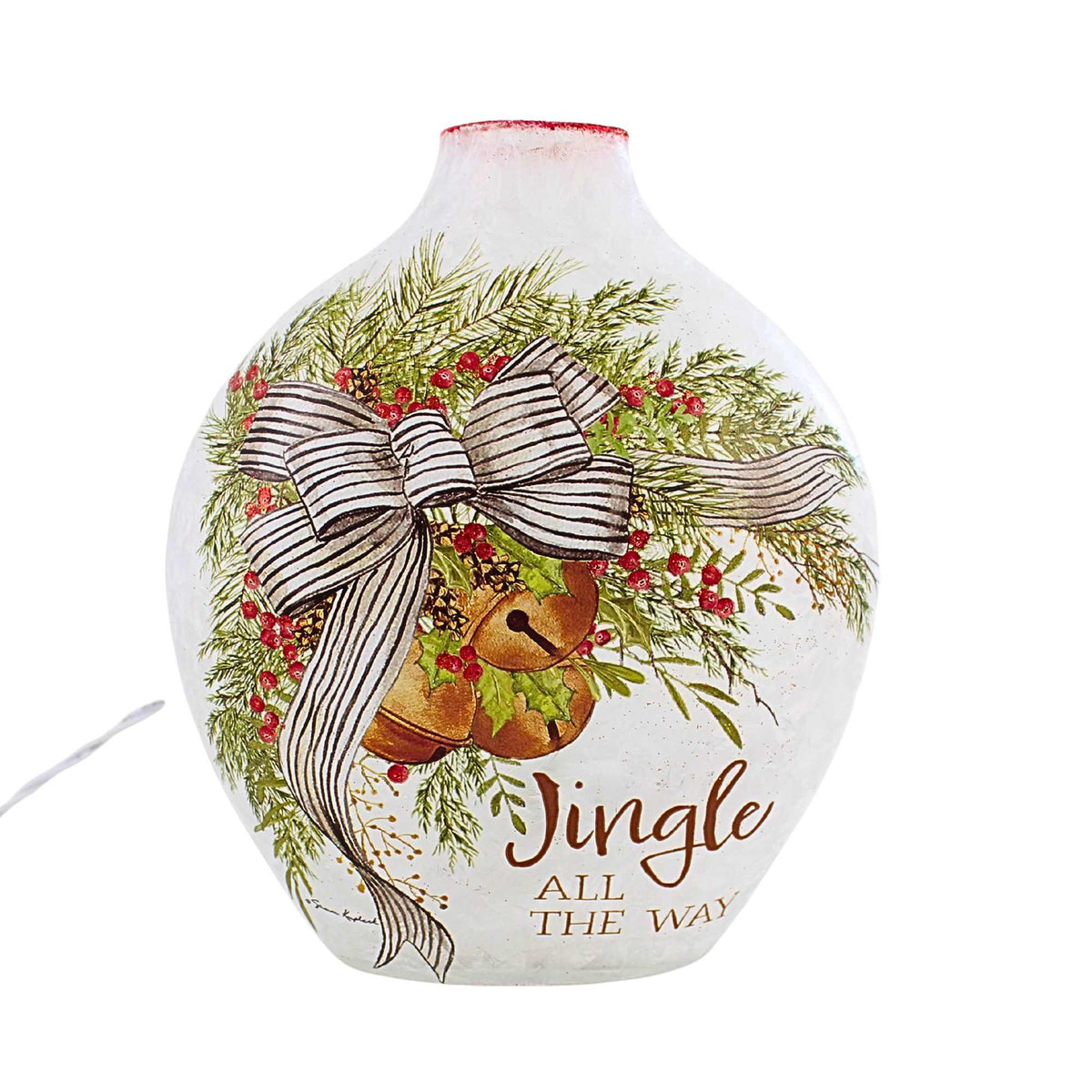 Stony Creek Holiday Bells Pre-Lit Glass Vase - - SBKGifts.com