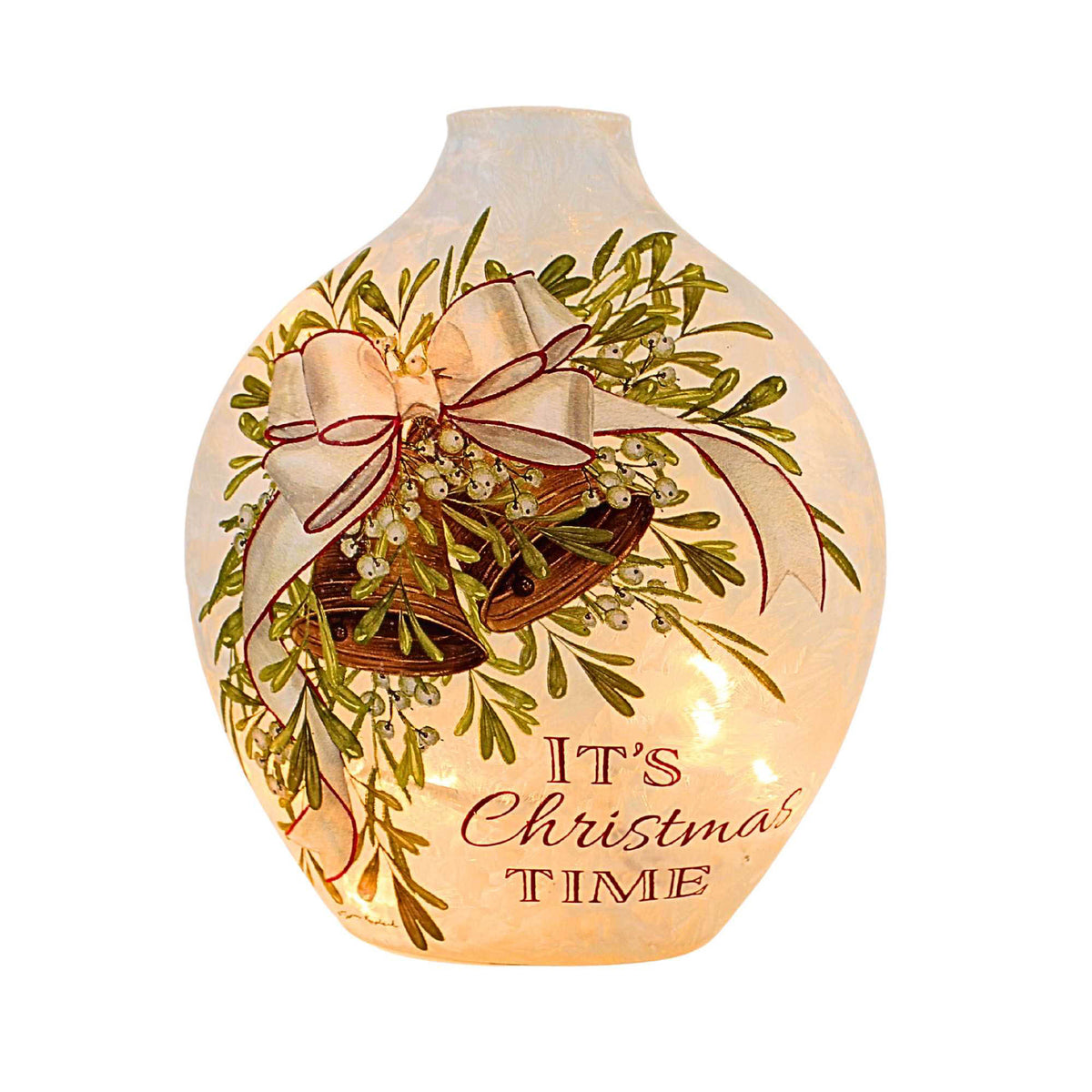 (65404) Holiday Bells Pre-Lit Glass Vase