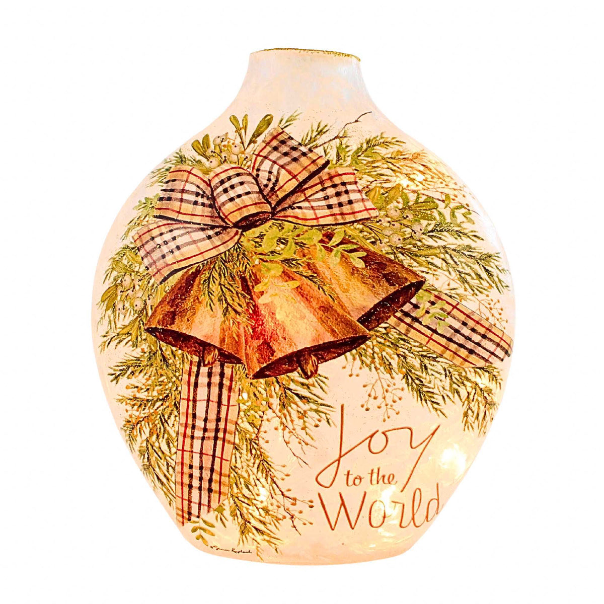 (65405) Holiday Bells Pre-Lit Glass Vase