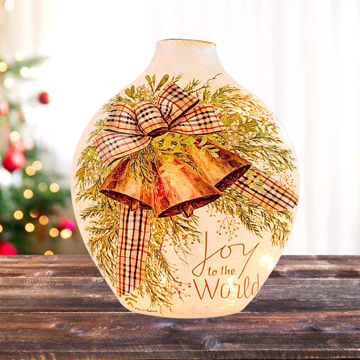 Stony Creek Holiday Bells Pre-Lit Glass Vase - - SBKGifts.com