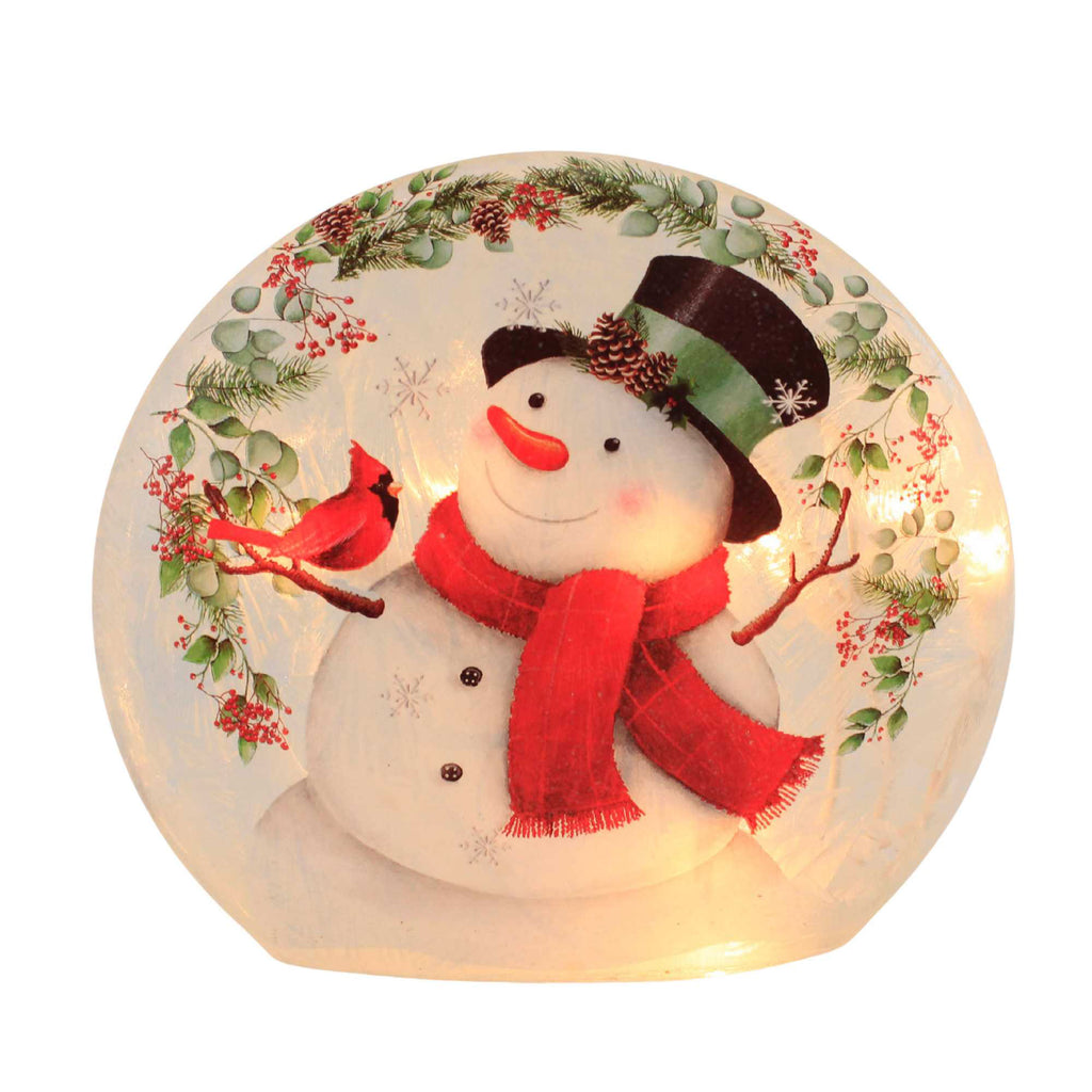 Stony Creek 6.25In Happy Snowman Sm Pre-Lit Round Orb, Glass, Winter ...