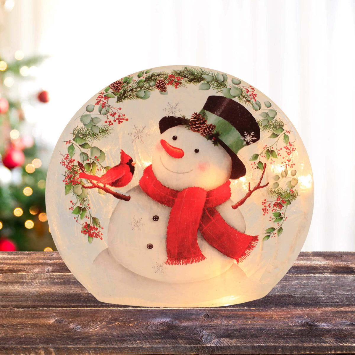 Stony Creek Happy Snowman Sm Pre-Lit Round Orb - - SBKGifts.com