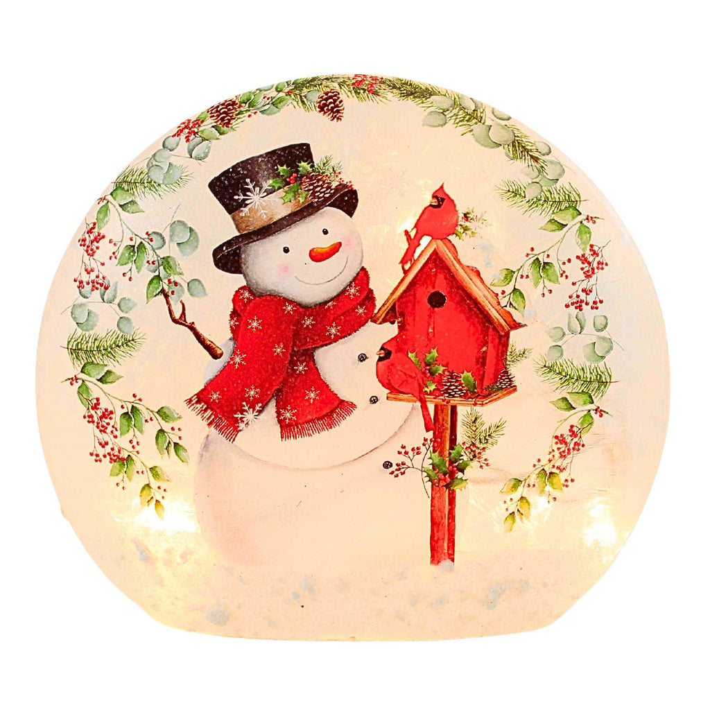 Stony Creek 6.25In Happy Snowman Sm Pre-Lit Round Orb, Glass, Winter ...