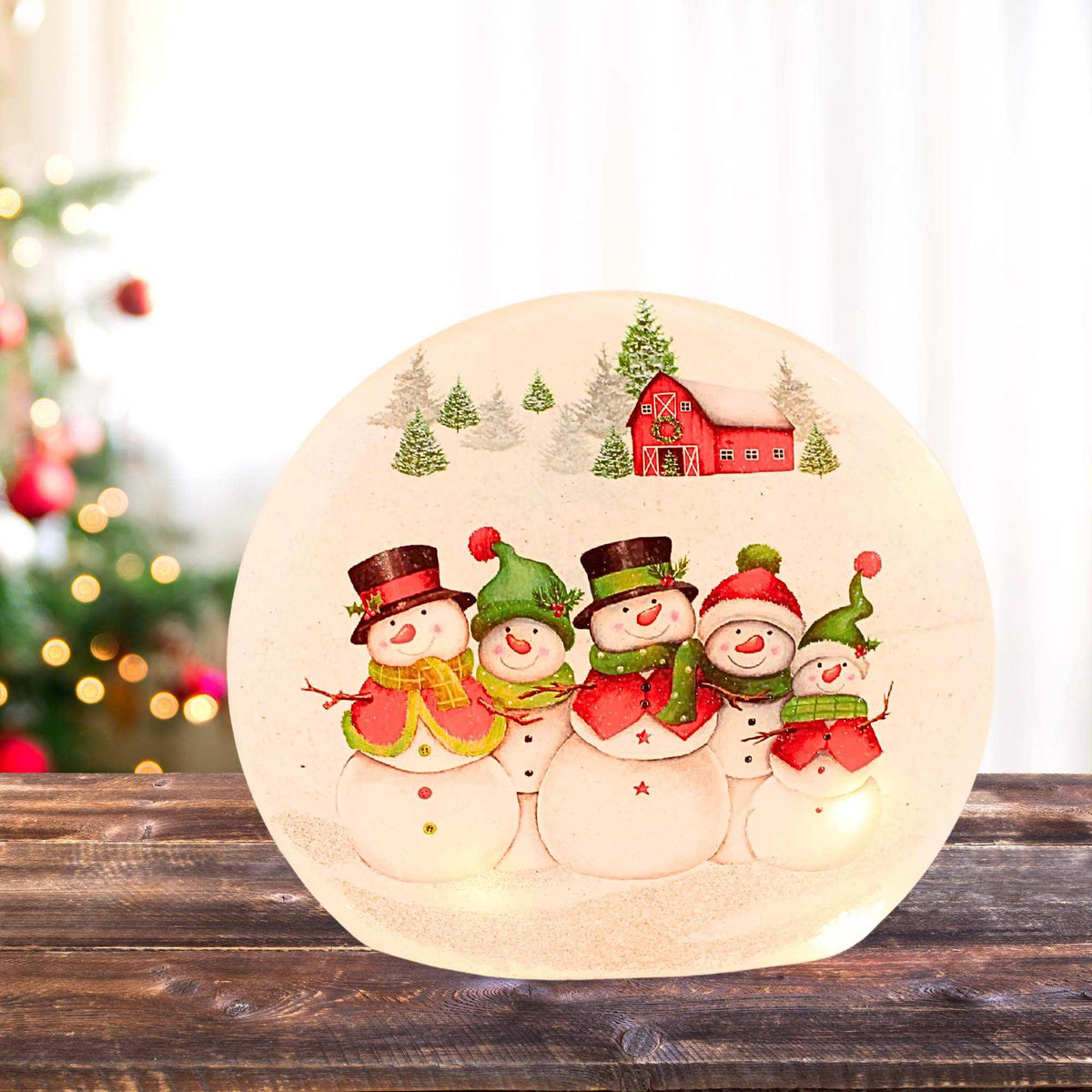 Stony Creek Happy Snowman Sm Pre-Lit Round Orb - - SBKGifts.com