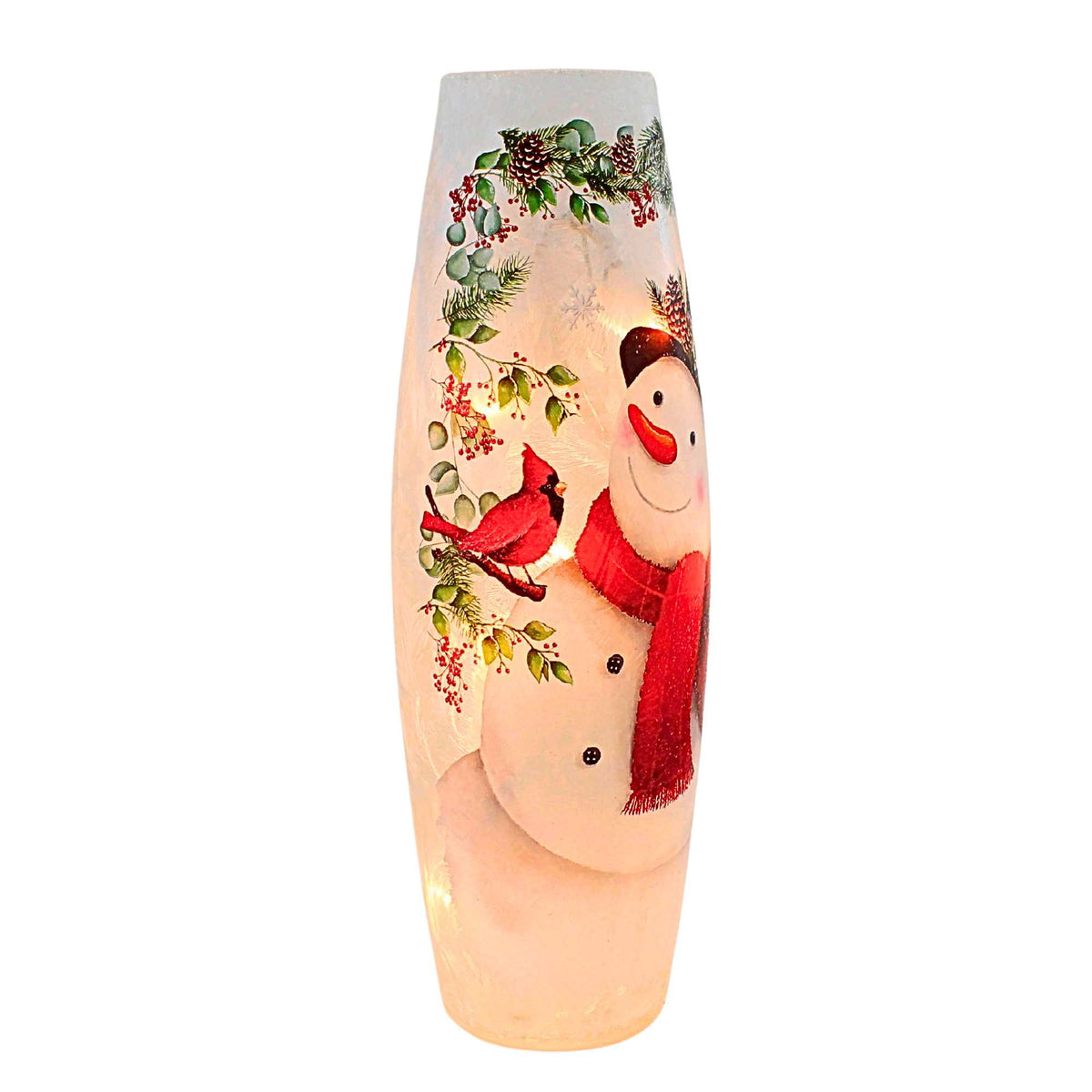 (65417) Happy Snowman Pre-Lit Lg Vase