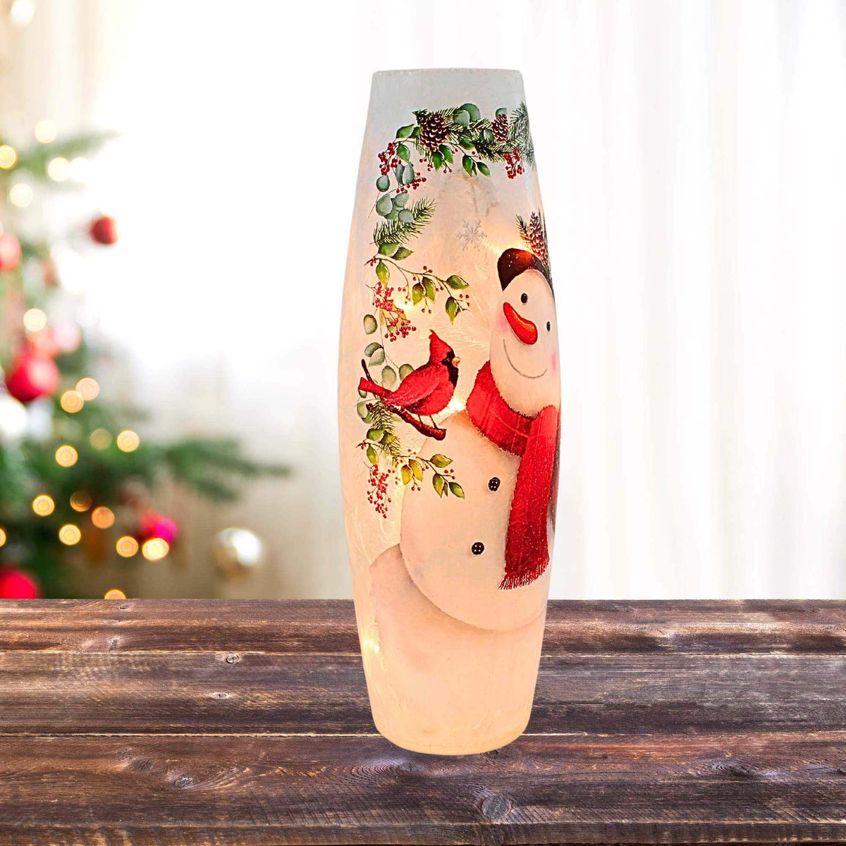 Stony Creek Happy Snowman Pre-Lit Lg Vase - - SBKGifts.com