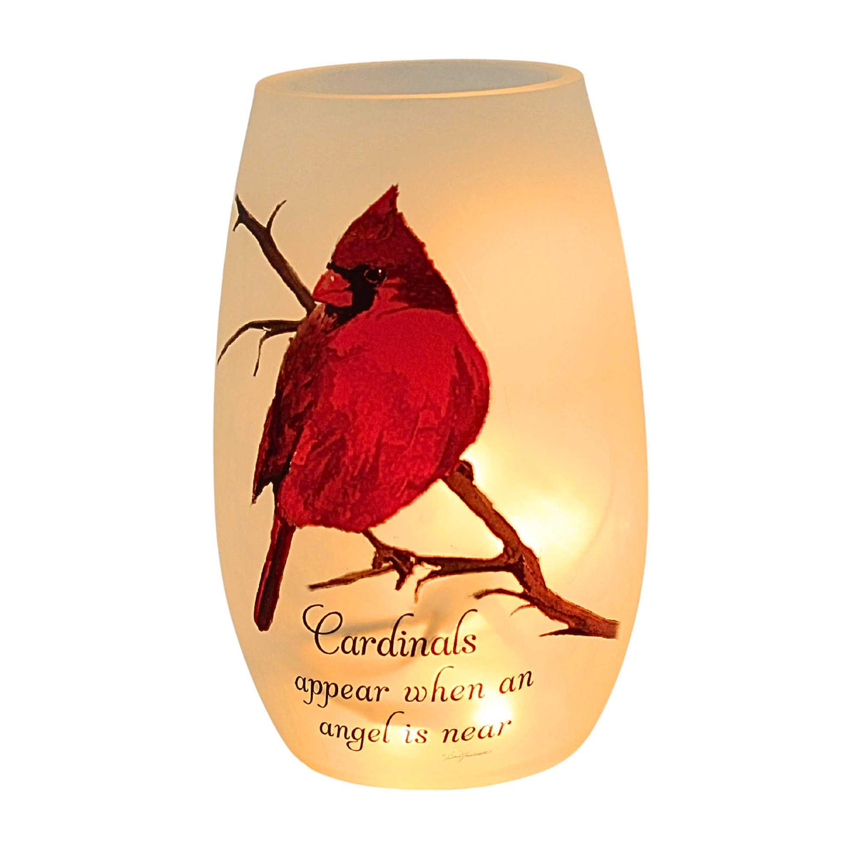 (65421) Angel Cardinal Pre-Lit Small Vase