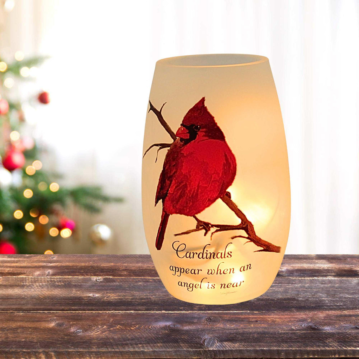Stony Creek Angel Cardinal Pre-Lit Small Vase - - SBKGifts.com