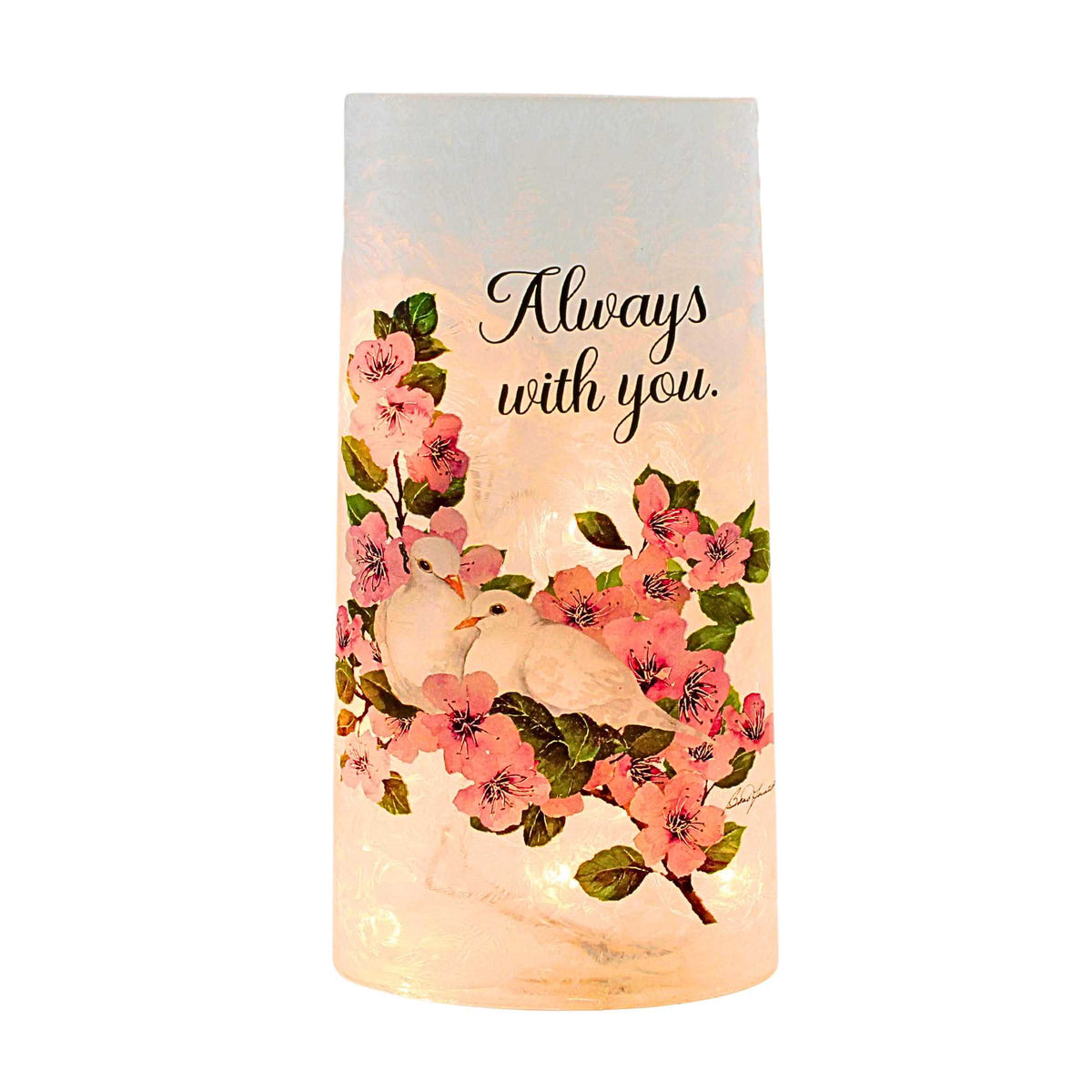 Dove Love Pre-Lit Large Glass Vase 65428